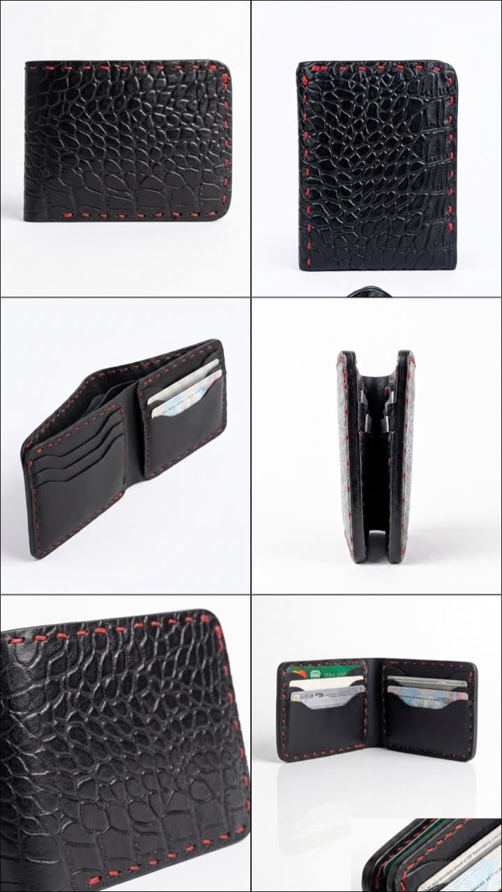 Handmade crocodile leather wallet/-