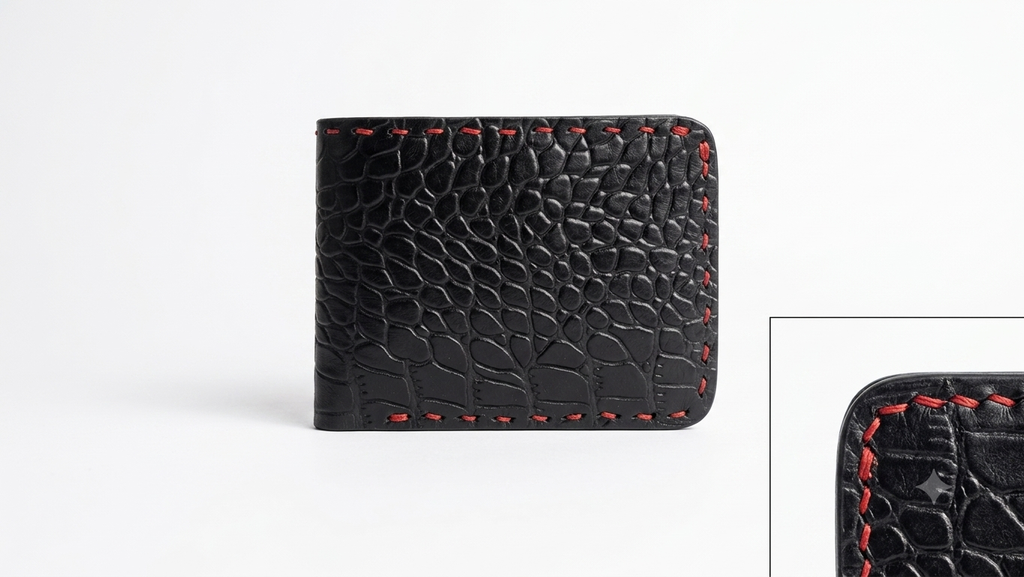 Handmade crocodile leather wallet/-
