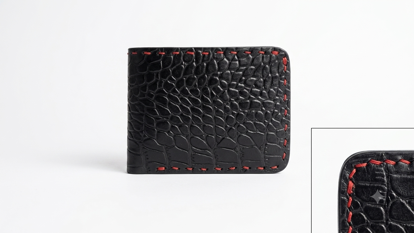 Handmade crocodile leather wallet/-