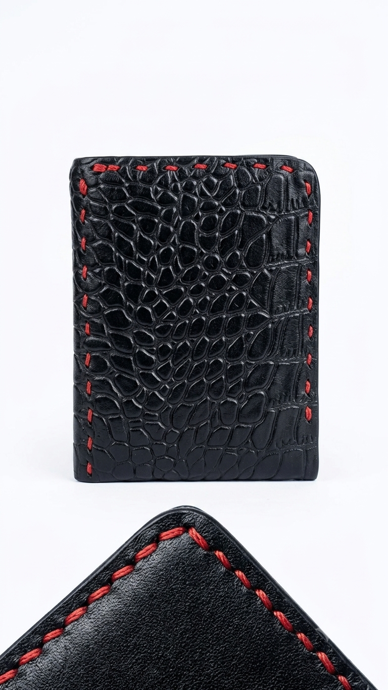 Handmade crocodile leather wallet/-