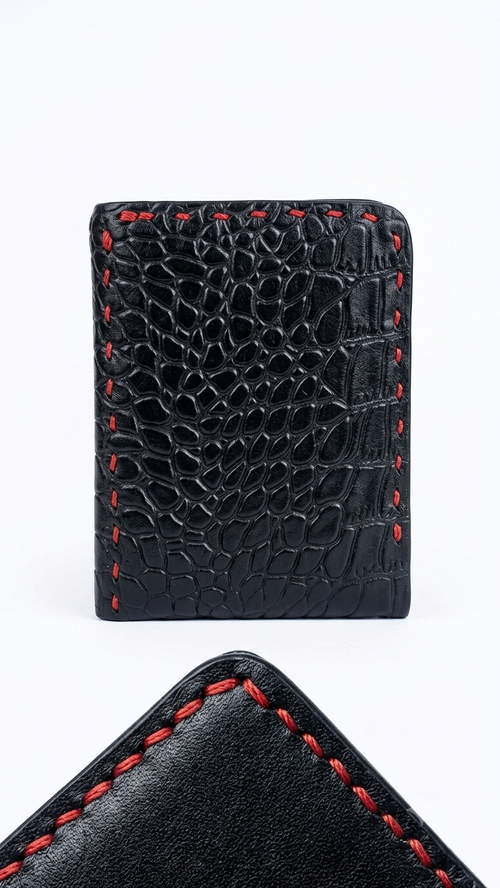 Handmade crocodile leather wallet/-